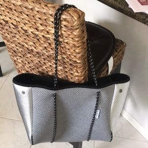 Absorbed Neoprone Tote in Silver and Black